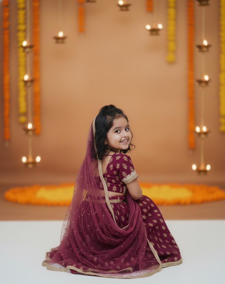 Premium Maroon Designer Lehenga Choli for Girls