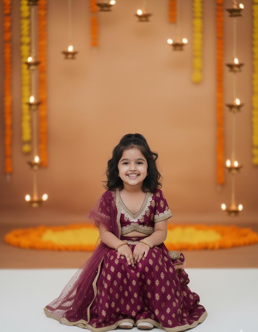 Premium Maroon Designer Lehenga Choli for Girls