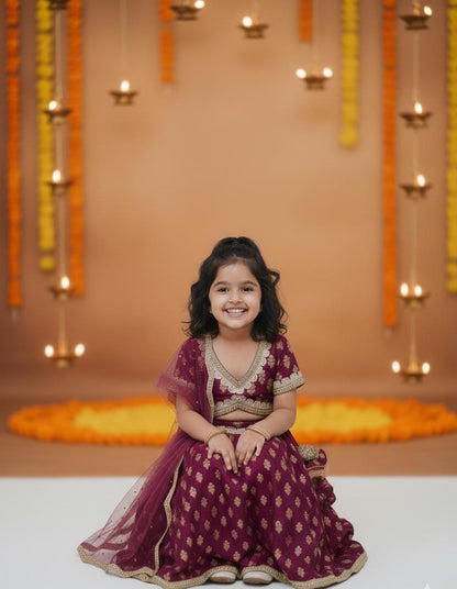 Premium Maroon Designer Lehenga Choli for Girls