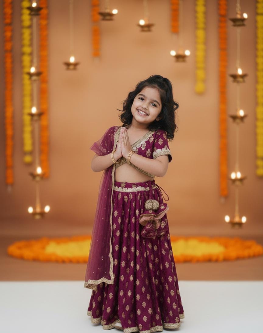 Premium Maroon Designer Lehenga Choli for Girls