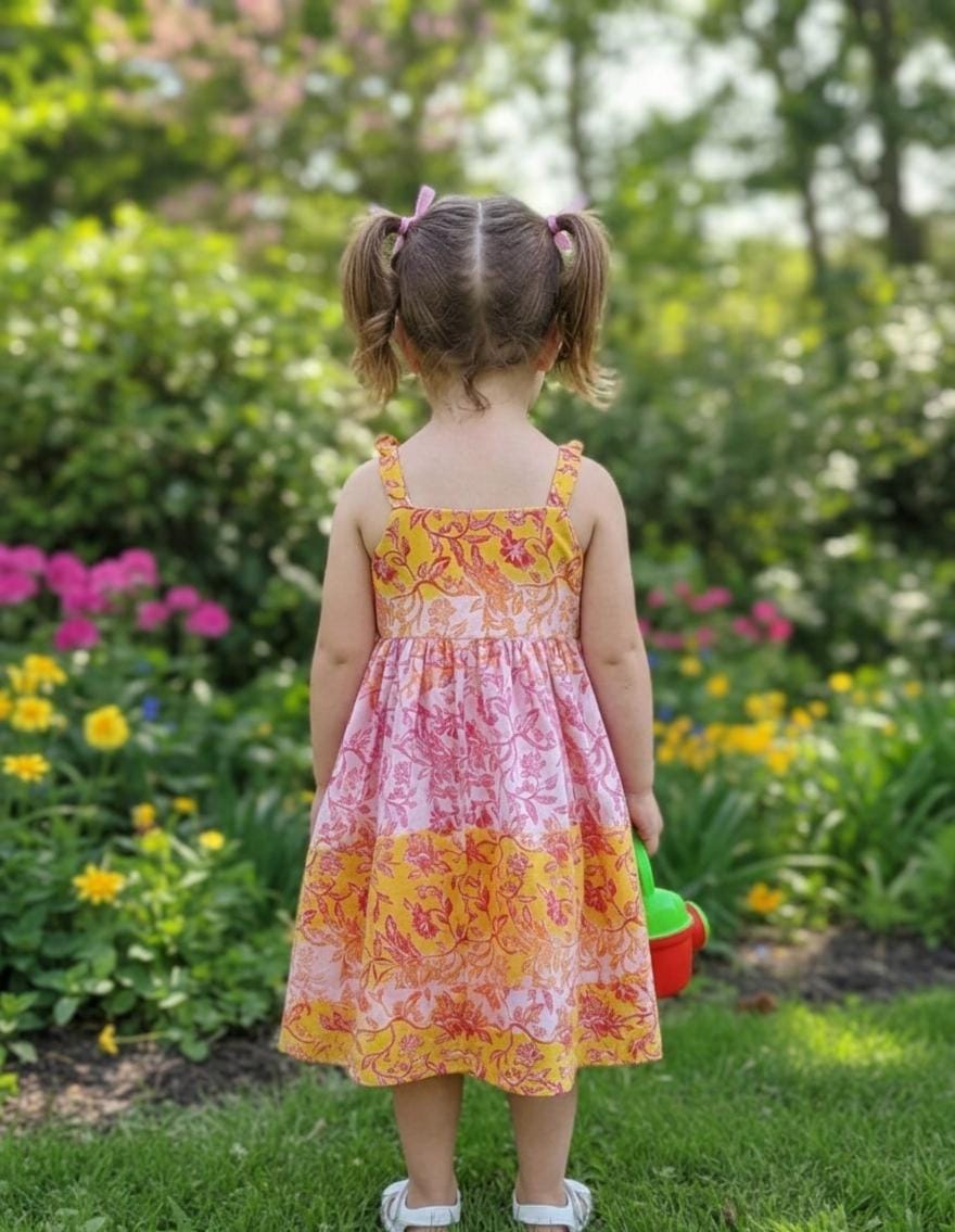 Garden Party Floral Sundress – Bright Yellow & Pink Two-Tone Co-ord Vibe