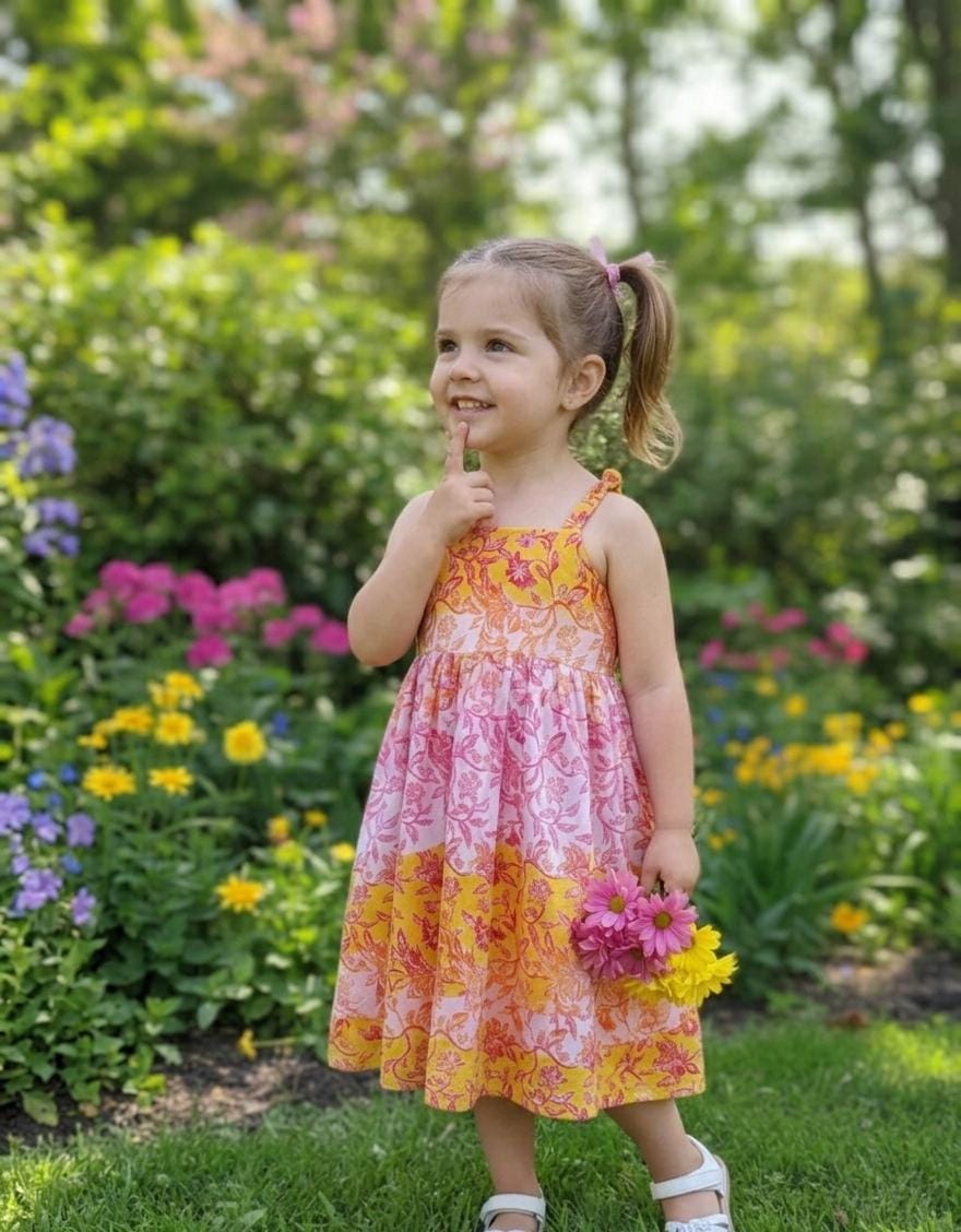 Garden Party Floral Sundress – Bright Yellow & Pink Two-Tone Co-ord Vibe