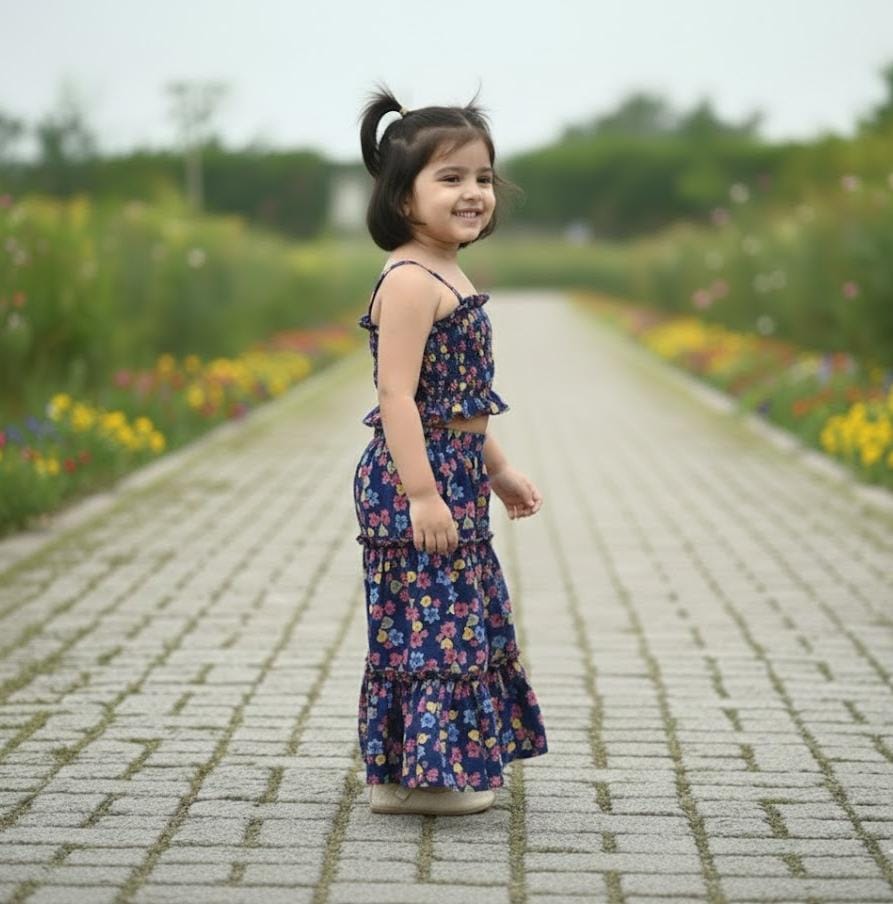 Little Bloom Navy Floral 2-Piece Tiered Co-ord Set