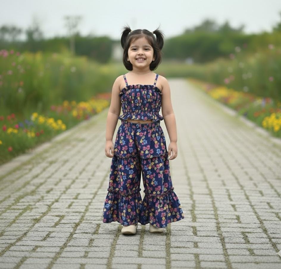 Little Bloom Navy Floral 2-Piece Tiered Co-ord Set