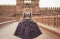 Fusion & Trendy Contemporary Navy Floral 2-Piece Lehenga