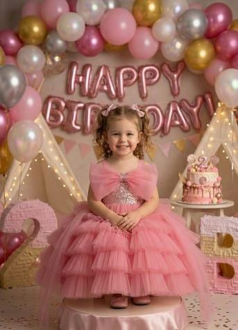 Blush Pink Ruffle Tulle Party Gown – Girls Special Occasion Wear