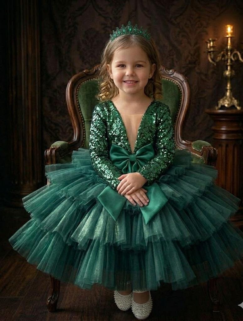 Premium Dark Green Emerald Party Dress