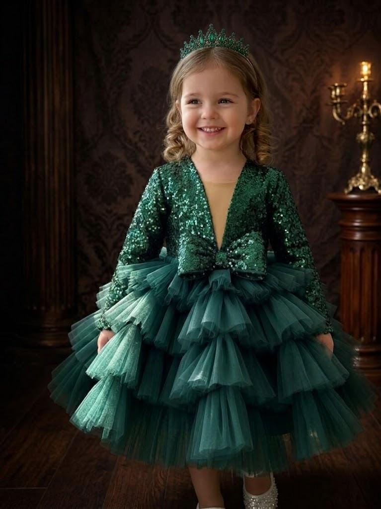 Premium Dark Green Emerald Party Dress