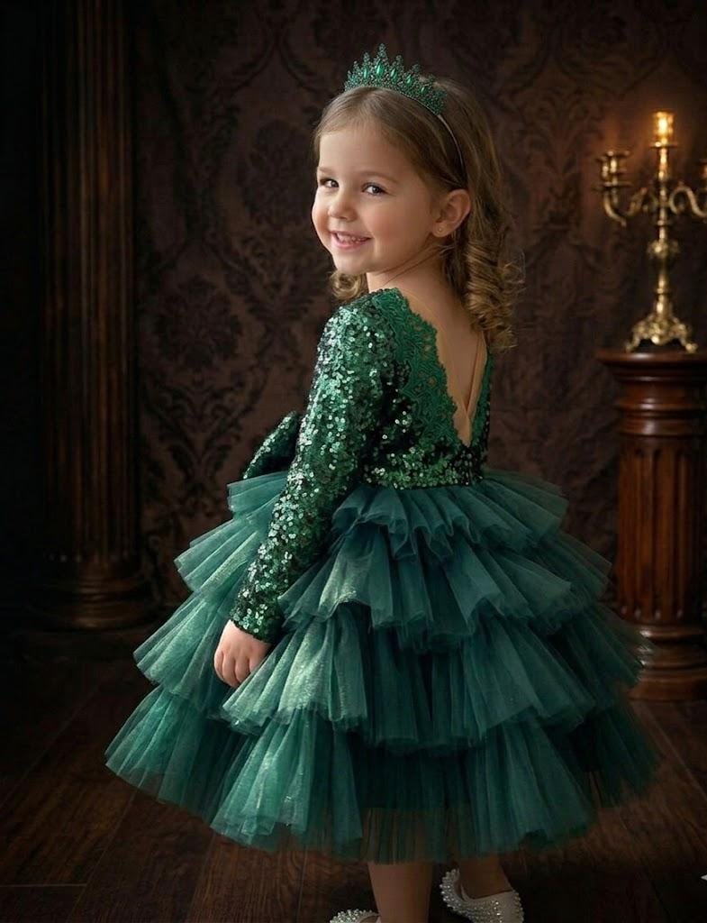 Premium Dark Green Emerald Party Dress