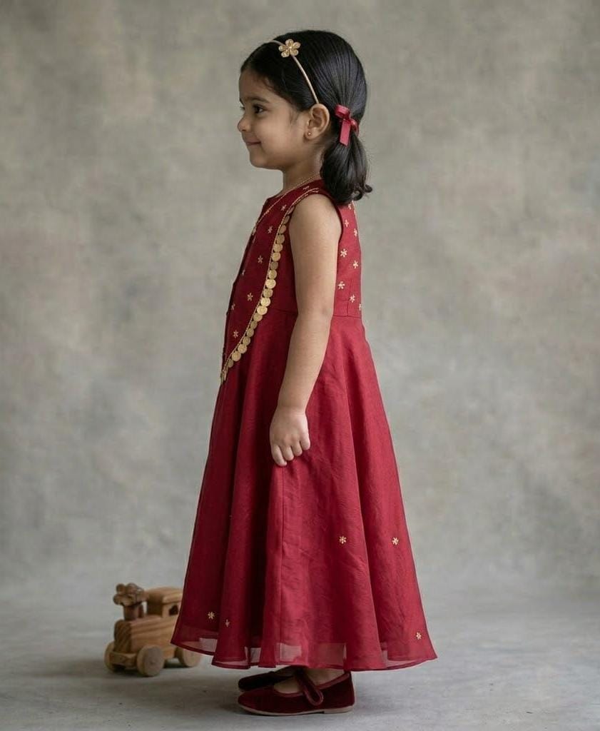 Scarlet Charm Little Diva Red Ethnic  Celebration Gown